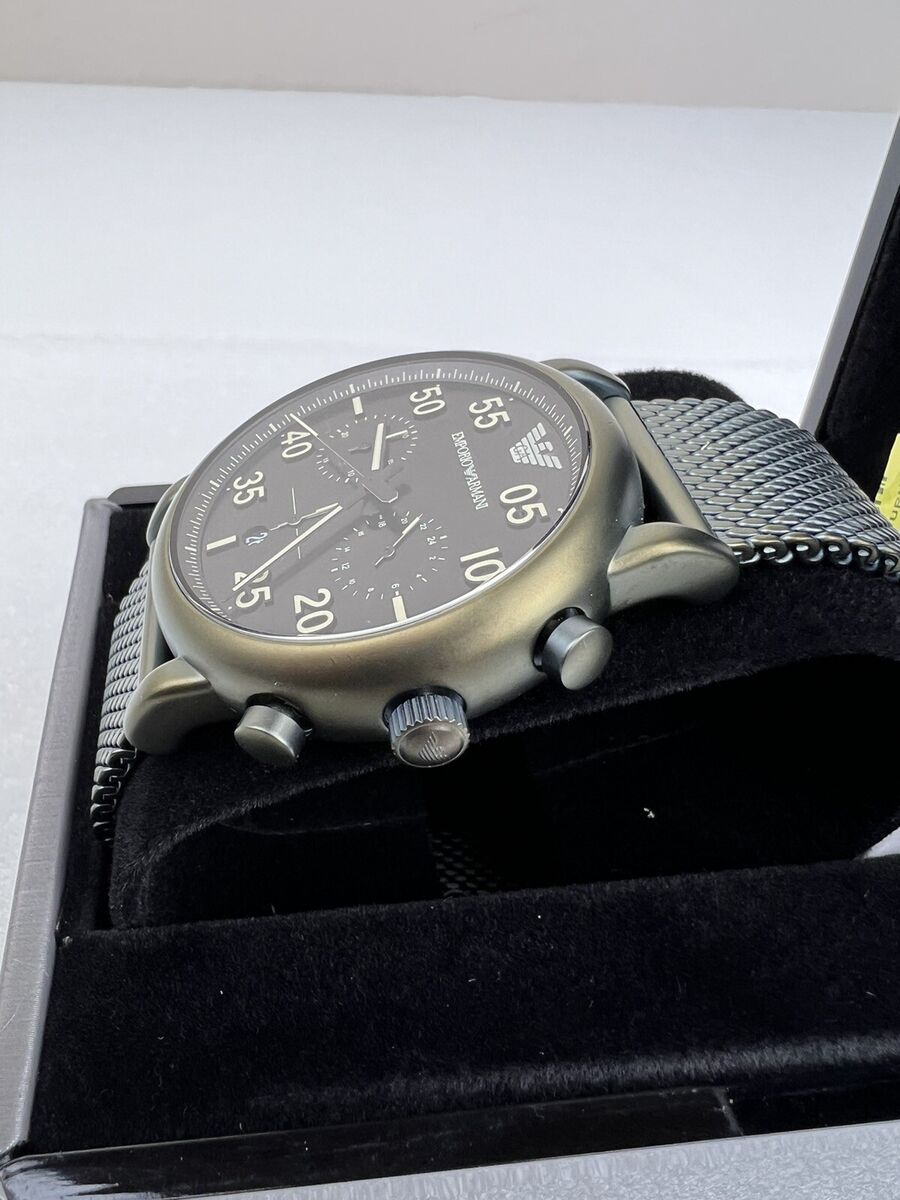 Shop Authentic Emporio Armani Luigi Quartz Chronograph Black Dial Green Mesh Bracelet Watch For Men - AR11115 - Luxxuri