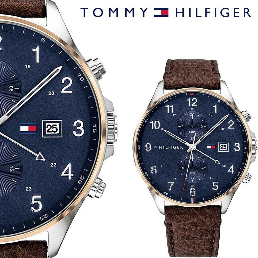  Shop Authentic Tommy Hilfiger West Chronograph Blue Dial Brown Leather Strap Watch For Men - 1791712 - Luxxuri