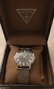  Shop Authentic Guess Analog Black Dial Silver Mesh Bracelet Watch for Men - W1263G1 - Luxxuri