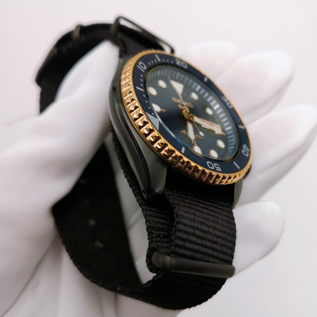  Shop Authentic Seiko 5 Sports Automatic Blue Dial Black NATO Strap Watch for Men - SBSA098 - Luxxuri