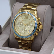  Shop Authentic Michael Kors Everest Chronograph Gold Dial Gold Steel Strap Watch For Women - MK7210 - Luxxuri
