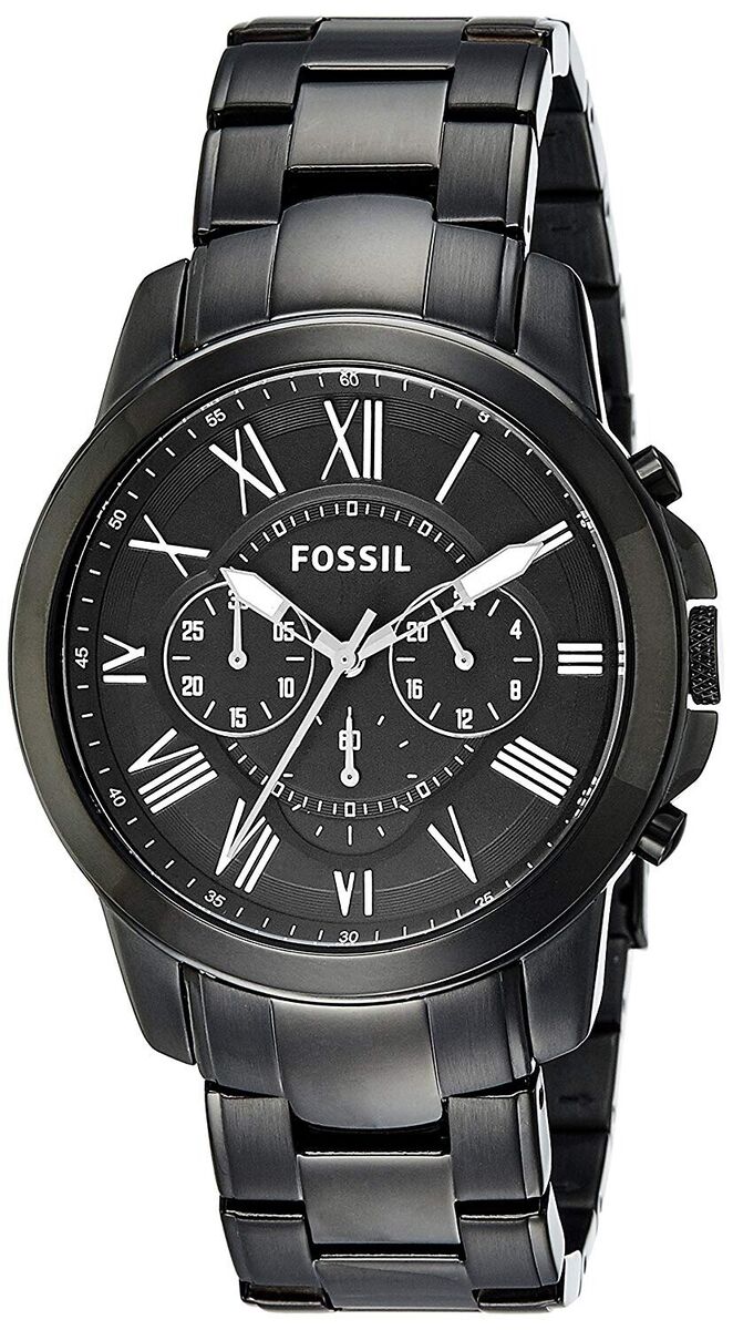  Shop Authentic Fossil Grant Chronograph Black Dial Black Steel Strap Watch for Men - FS4832 - Luxxuri