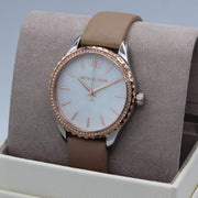  Shop Authentic Michael Kors Layton Mother of Pearl White Dial Brown Leather Strap Watch For Women - MK2910 - Luxxuri