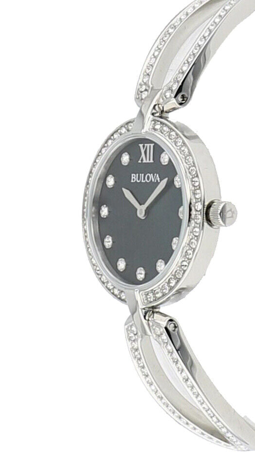  Shop Authentic Bulova Crystal Black Mother of Pearl Dial Silver Steel Strap Watch for Women - 96L224 - Luxxuri
