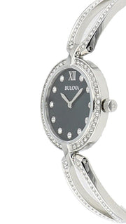  Shop Authentic Bulova Crystal Black Mother of Pearl Dial Silver Steel Strap Watch for Women - 96L224 - Luxxuri