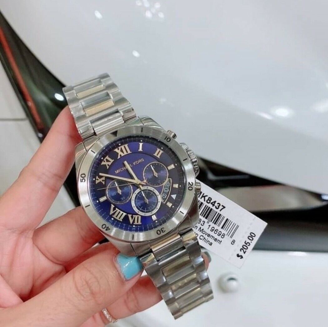  Shop Authentic Michael Kors Brecken Chronograph Blue Dial Two Tone Steel Strap Watch For Men - MK8437 - Luxxuri