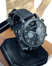  Shop Authentic Emporio Armani Luigi Analog Black Dial Black Leather Strap Watch For Men - AR11450 - Luxxuri