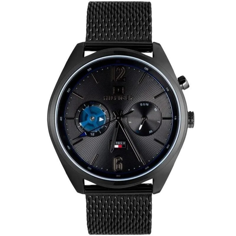  Shop Authentic Tommy Hilfiger Deacon Analog Black Dial Black Mesh Bracelet Watch for Men - 1791547 - Luxxuri