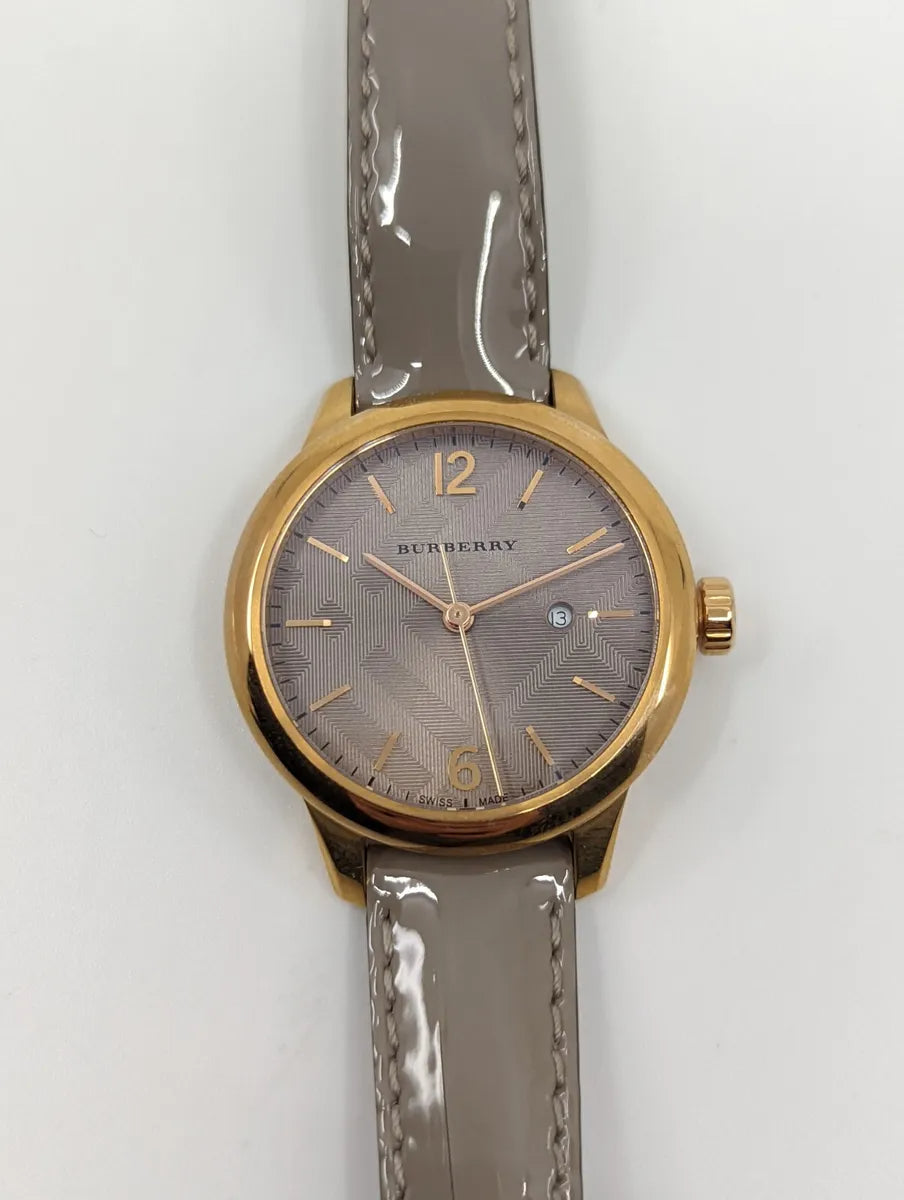 Shop Authentic Burberry The Classic Quartz Grey Dial Grey Leather Strap Watch For Women - BU10119 - Luxxuri