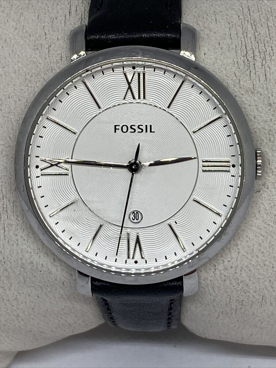  Shop Authentic Fossil Jacqueline Quartz White Dial Black Leather Strap Watch for Women - ES3972 - Luxxuri