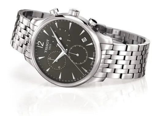  Shop Authentic Tissot T Classic Tradition Chronograph Black Dial Silver Steel Strap Watch For Men - T063.617.11.057.00 - Luxxuri