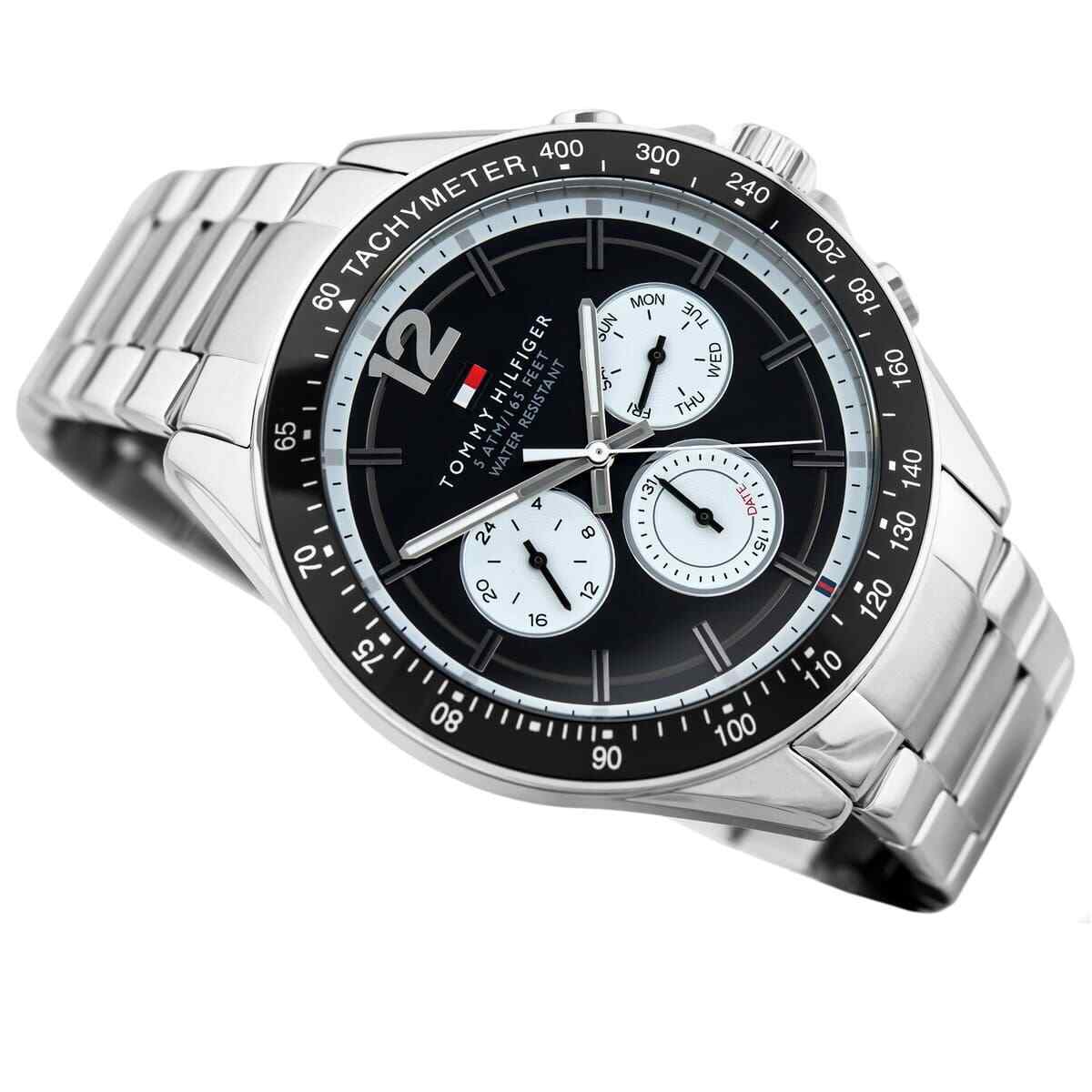  Shop Authentic Tommy Hilfiger Luke Quartz Black Dial Silver Steel Strap Watch for Men - 1791120 - Luxxuri