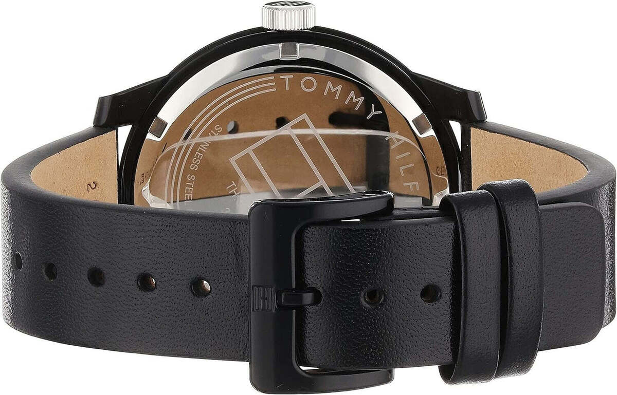  Shop Authentic Tommy Hilfiger Denim Quartz Black Dial Black Leather Strap Watch for Men - 1791479 - Luxxuri