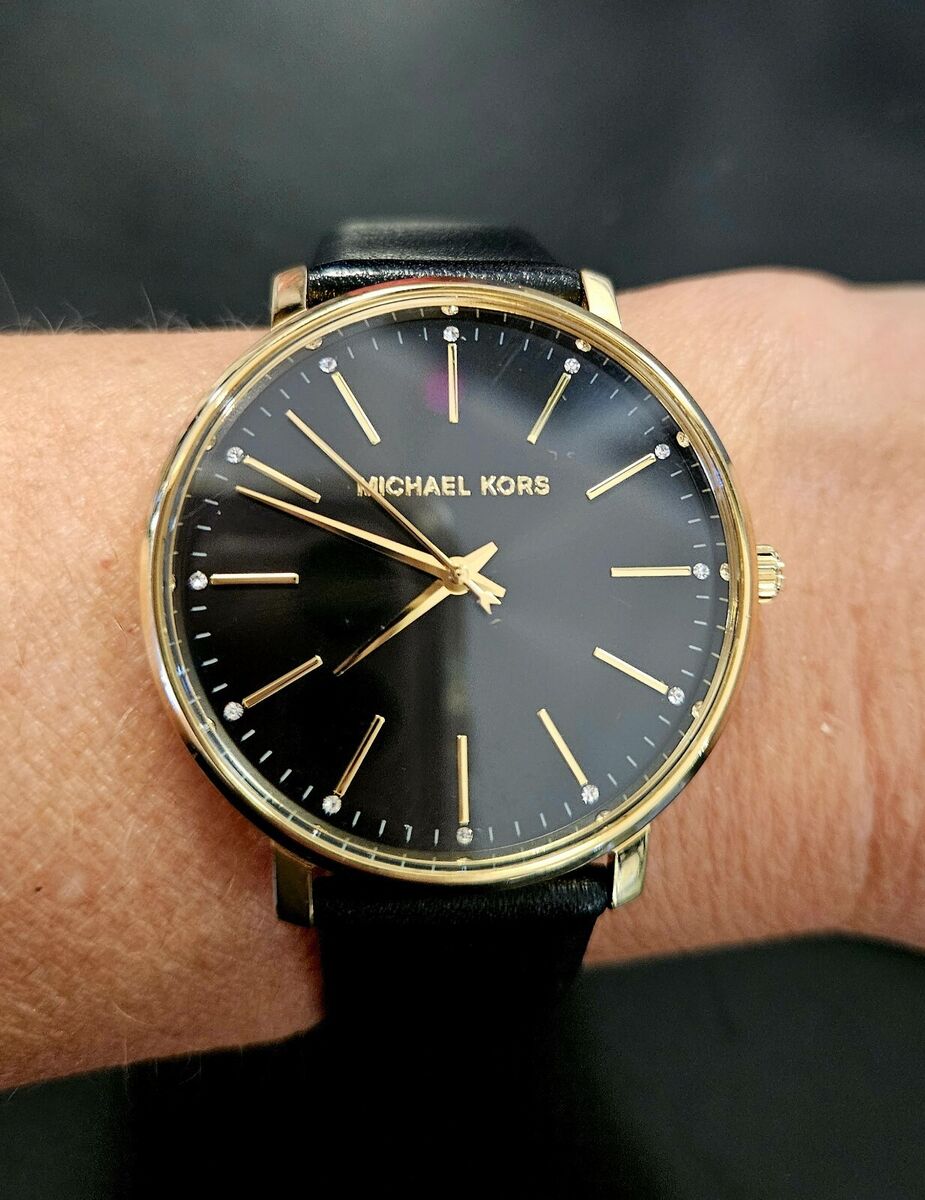  Shop Authentic Michael Kors Pyper Black Dial Black Leather Strap Watch For Women - MK2747 - Luxxuri