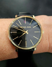  Shop Authentic Michael Kors Pyper Black Dial Black Leather Strap Watch For Women - MK2747 - Luxxuri