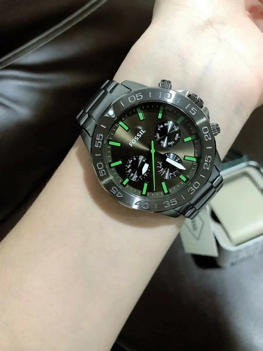  Shop Authentic Fossil Bannon Multifunction Chronograph Green Dial Grey Steel Strap Watch for Men - BQ2504 - Luxxuri