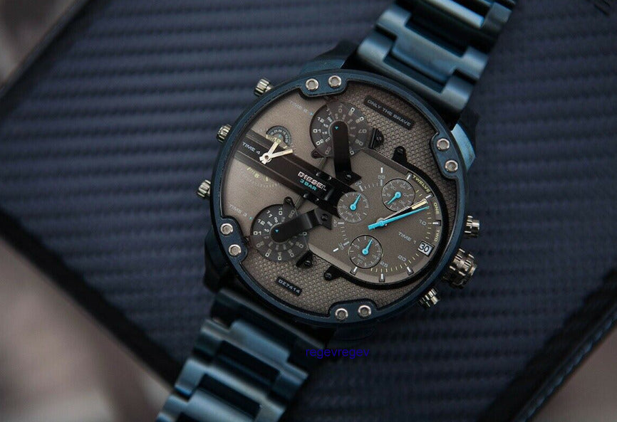  Shop Authentic Diesel Daddy 2.0 Chronograph Quartz Grey Dial Blue Steel Strap Watch For Men - DZ7414 - Luxxuri