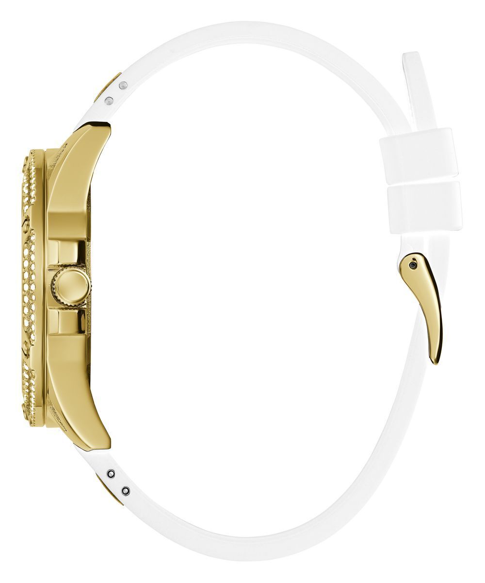 Shop Authentic Guess Queen Quartz Gold Dial White Silicone Strap Watch For Women - GW0536L2 - Luxxuri