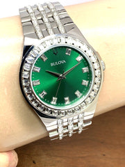  Shop Authentic Bulova Phantom Classic Baguette Green Dial Silver Steel Strap Watch for Men - 96A253 - Luxxuri