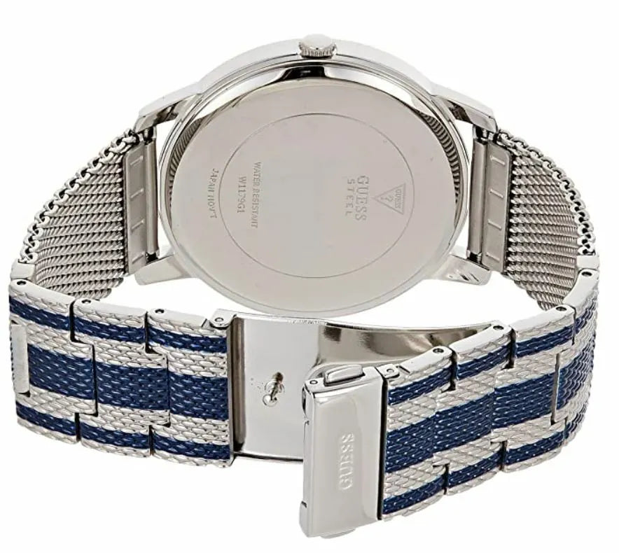  Shop Authentic Guess Richmond Blue Dial Two Tone Mesh Bracelet Watch for Men - W1179G1 - Luxxuri