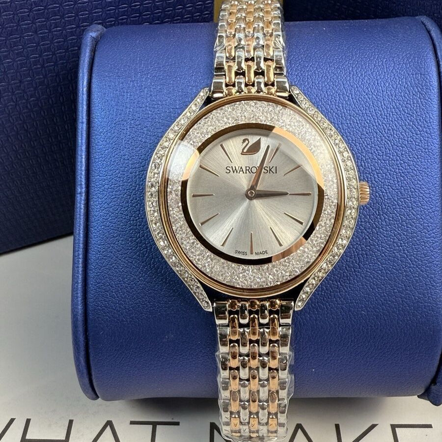  Shop Authentic Swarovski Crystalline Aura White Dial Two Tone Mesh Strap Watch for Women - 5644075 - Luxxuri