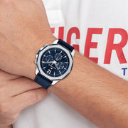  Shop Authentic Tommy Hilfiger Lars Chronograph Blue Dial Blue Leather Strap Watch For Men - 1792063 - Luxxuri