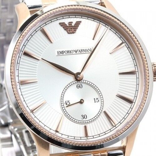  Shop Authentic Emporio Armani Classic Silver Dial Two Tone Steel Strap Watch For Men - AR1839 - Luxxuri