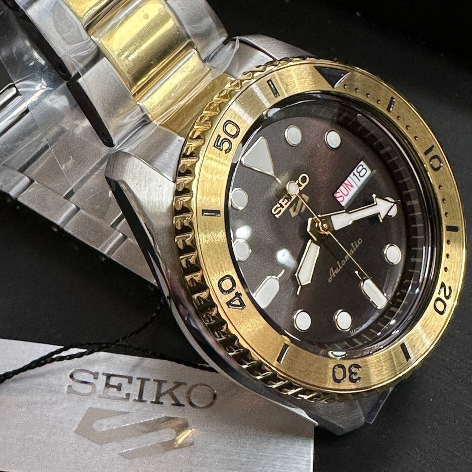  Shop Authentic Seiko 5 Sports Automatic Brown Dial Two Tone Steel Strap Watch For Men - SRPK24 - Luxxuri
