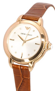  Shop Authentic Emporio Armani Mia Quartz Silver Dial Brown Leather Strap Watch For Women - AR11525 - Luxxuri