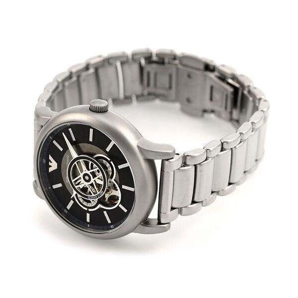  Shop Authentic Emporio Armani Meccanico Automatic Skeleton Black Dial Silver Steel Strap Watch For Men - AR60021 - Luxxuri