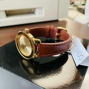  Shop Authentic Movado Bold Gold Dial Brown Leather Strap Watch for Women - 3600437 - Luxxuri