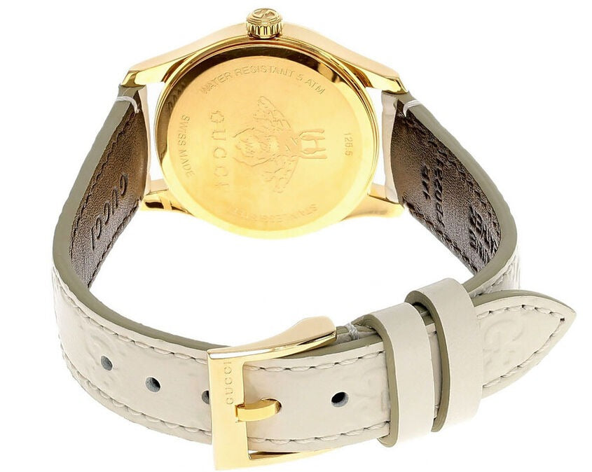  Shop Authentic Gucci G Timeless Quartz White Dial White Leather Strap Watch For Women - YA126580A - Luxxuri
