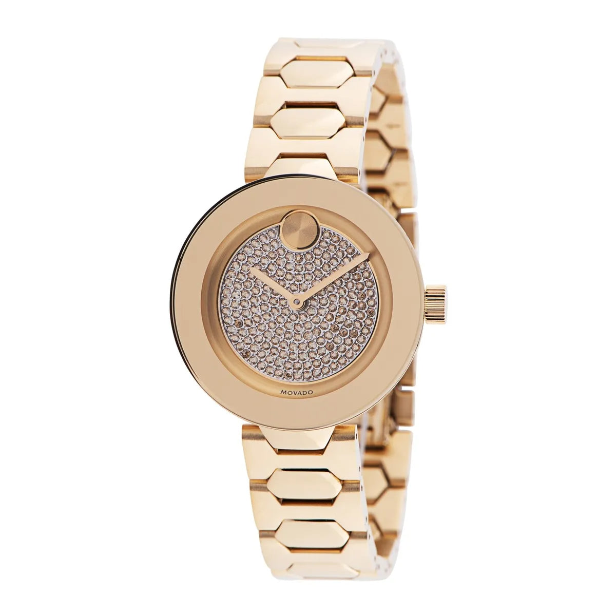  Shop Authentic Movado Bold Crystal Gold Dial Gold Steel Strap Watch For Women - 3600492 - Luxxuri