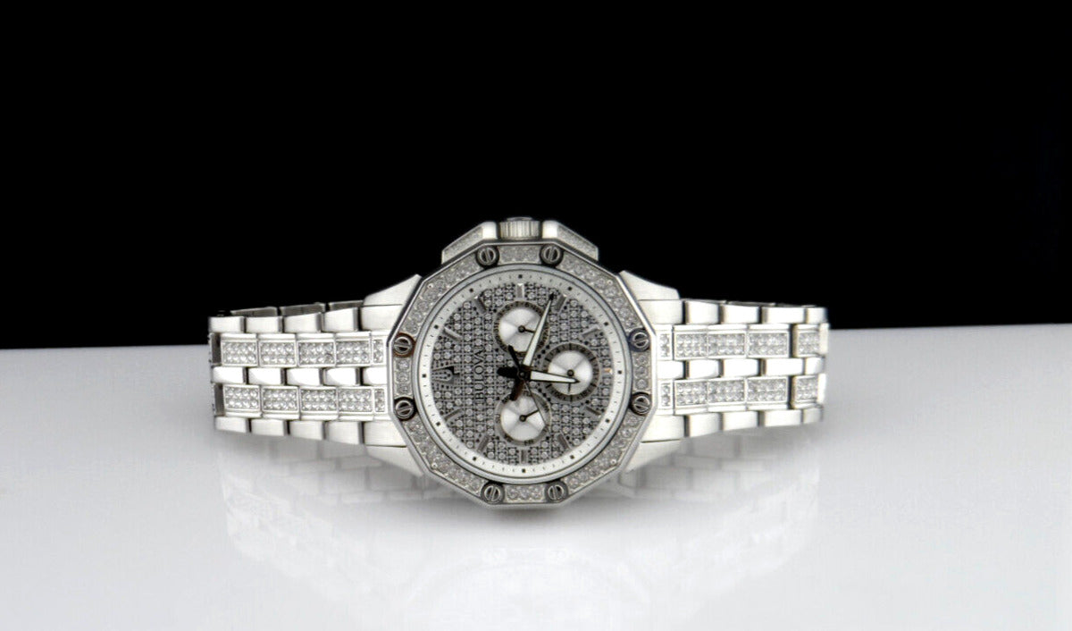  Shop Authentic Bulova Crystal Collection Pave Silver Dial with Crystals Silver Steel Strap Watch for Men - 96C134 - Luxxuri