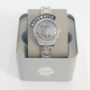  Shop Authentic Fossil Rye Automatic Skeleton Silver Dial Silver Steel Strap Watch for Women - BQ3753 - Luxxuri