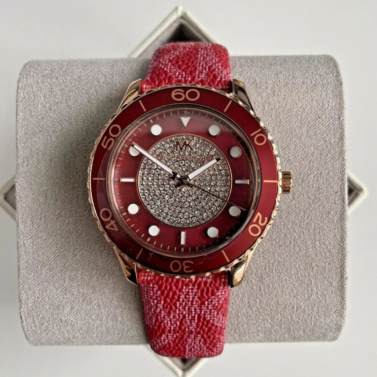  Shop Authentic Michael Kors Runway Three-Hand Quartz Red Dial Red Leather Strap Watch For Women - MK7179 - Luxxuri