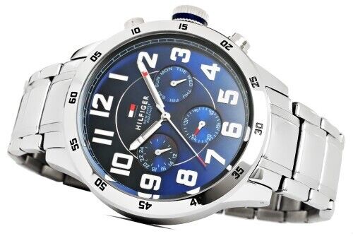  Shop Authentic Tommy Hilfiger Trent Chronograph Blue Dial Silver Steel Strap Watch for Men - 1791053 - Luxxuri
