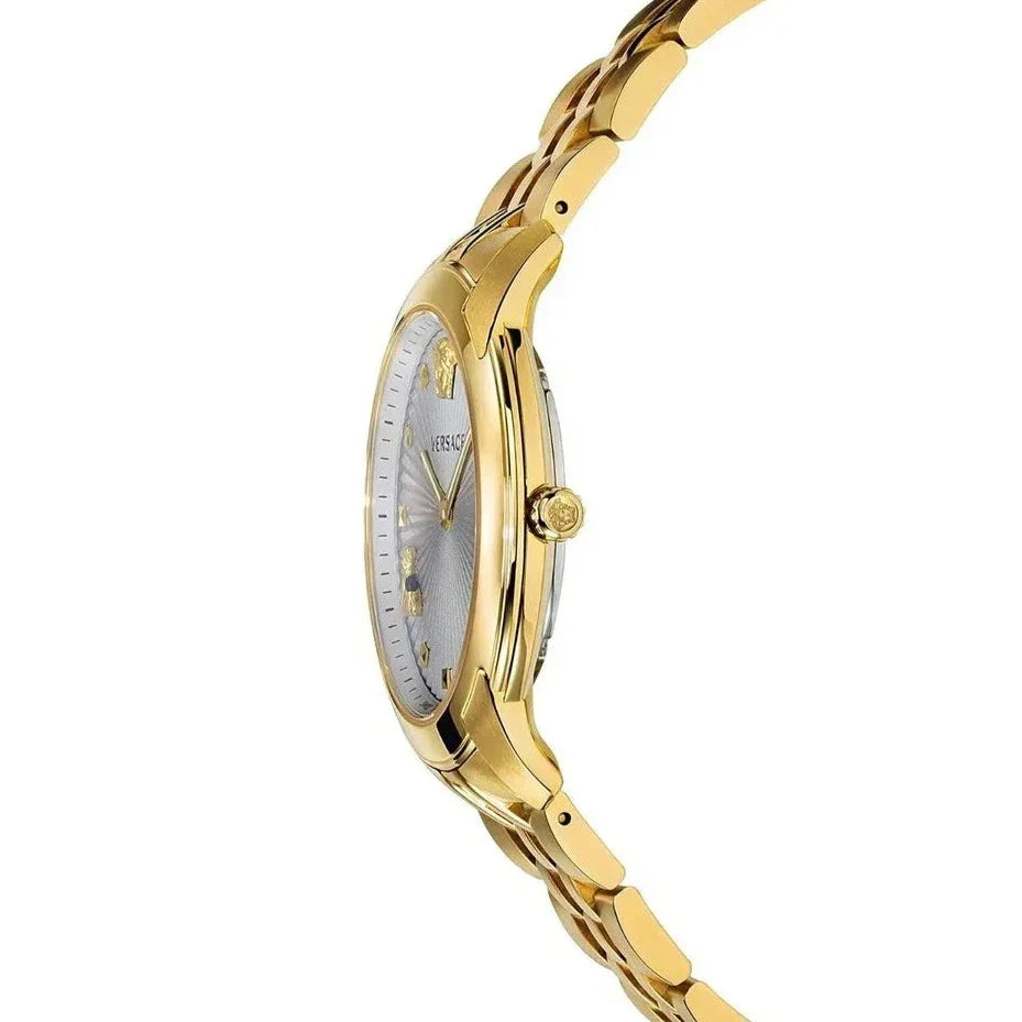  Shop Authentic Versace Audrey Quartz Grey Dial Gold Steel Strap Watch for Women - VELR00719 - Luxxuri