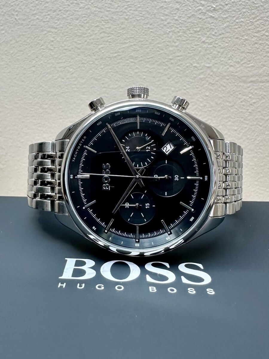  Shop Authentic Hugo Boss Gregor Chronograph Black Dial Silver Steel Strap Watch For Men - 1514082 - Luxxuri