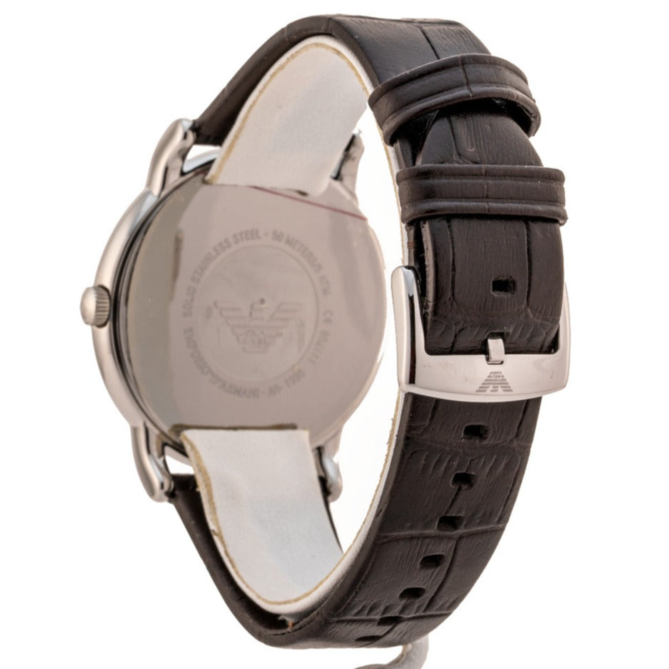  Shop Authentic Emporio Armani Luigi Quartz Gray Dial Brown Leather Strap Watch For Men - AR1996 - Luxxuri