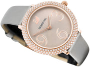  Shop Authentic Swarovski Crystal Frost Silver Dial White Leather Strap Watch for Women - 5484070 - Luxxuri