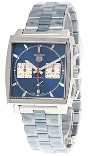  Shop Authentic Tag Heuer Monaco Automatic Chronograph Blue Dial Silver Steel Strap Watch for Men - CBL2111.BA0644 - Luxxuri