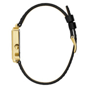  Shop Authentic Guess Fame Quartz Gold Dial Black Leather Strap Watch For Women - GW0548L3 - Luxxuri