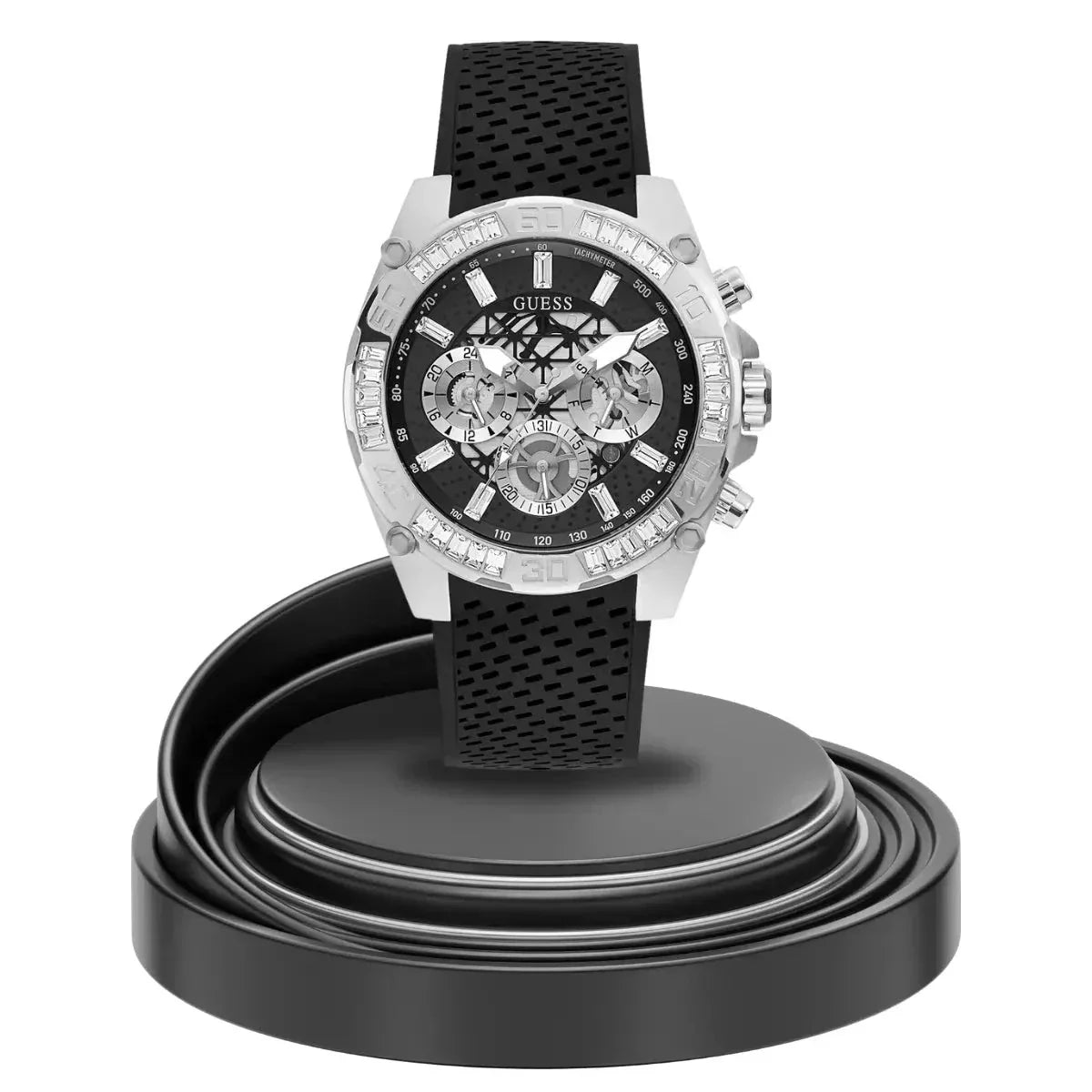  Shop Authentic Guess Trophy Multifunction Black Dial Black Rubber Strap Watch for Men - GW0333G1 - Luxxuri