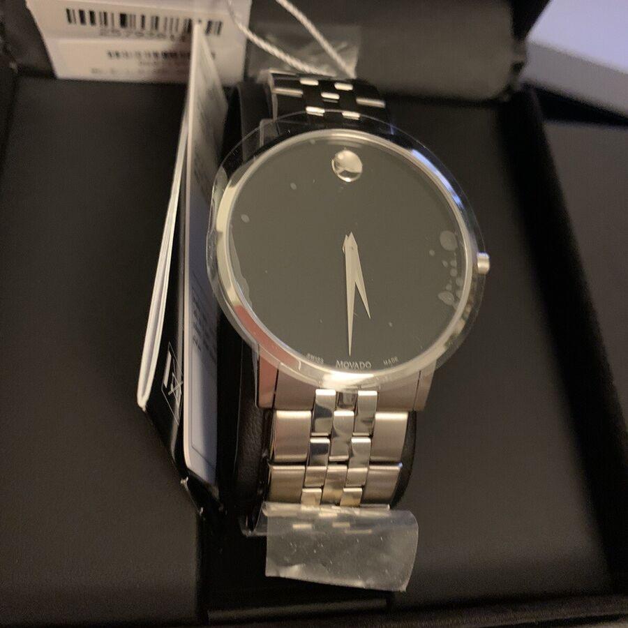  Shop Authentic Movado Museum Classic Black Dial Silver Steel Strap Watch for Men - 0607199 - Luxxuri