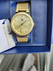  Shop Authentic Tommy Hilfiger Lynn Quartz Gold Dial Gold Mesh Bracelet Watch For Women - 1781864 - Luxxuri