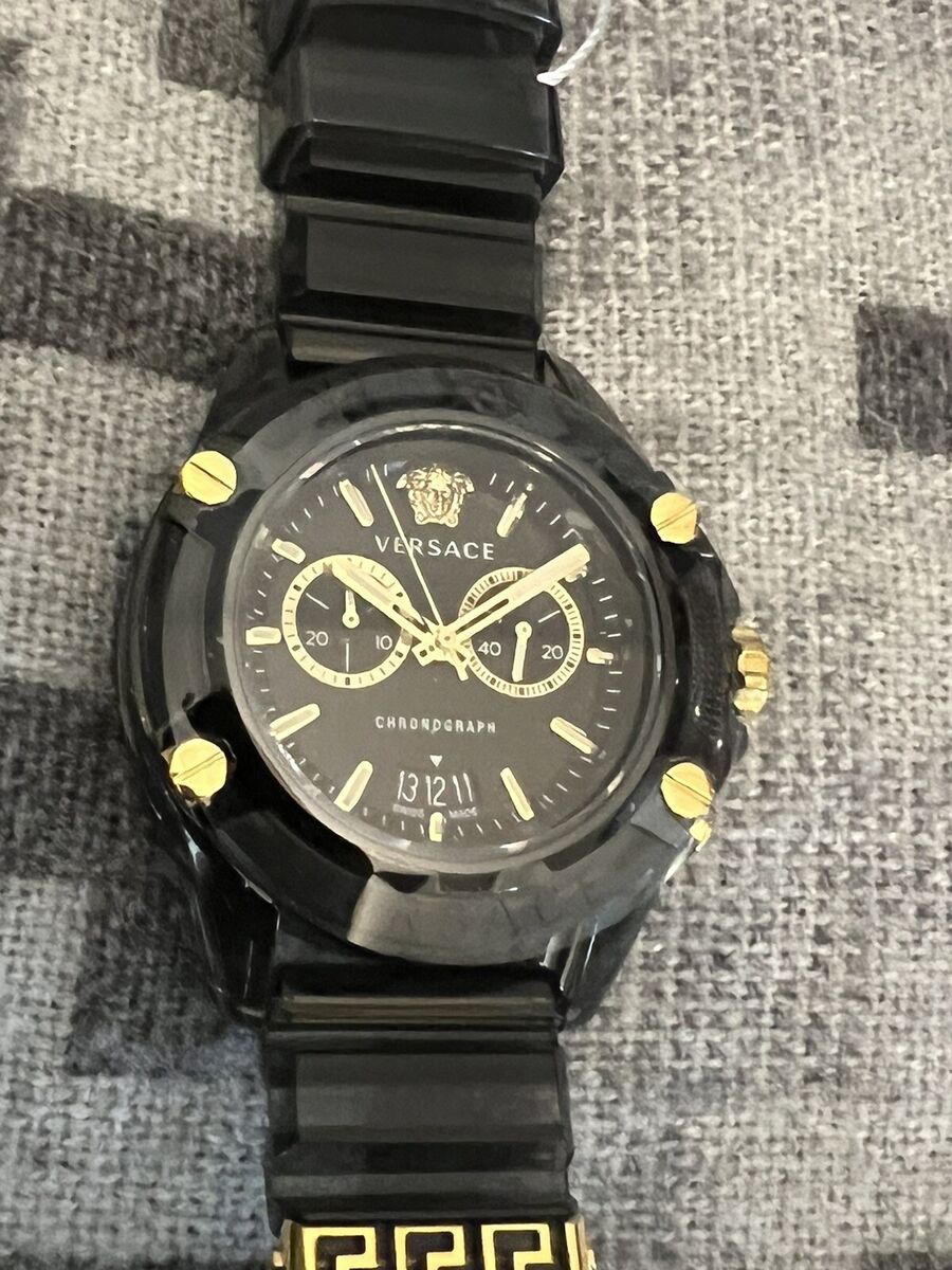  Shop Authentic Versace Icon Active Chronograph Gold Dial Black Silicone Strap Watch For Men - VEZ700321 - Luxxuri