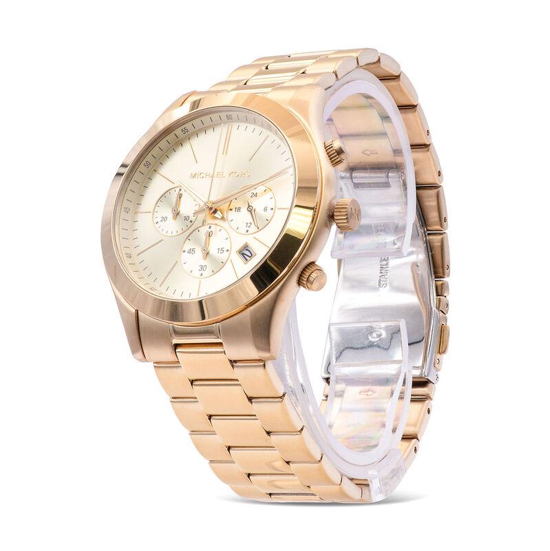  Shop Authentic Michael Kors Slim Runway Chronograph Gold Dial Gold Steel Strap Watch For Men - MK8909 - Luxxuri