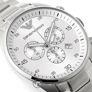  Shop Authentic Emporio Armani Sportivo Chronograph Silver Dial Silver Steel Strap Watch For Men - AR5963 - Luxxuri