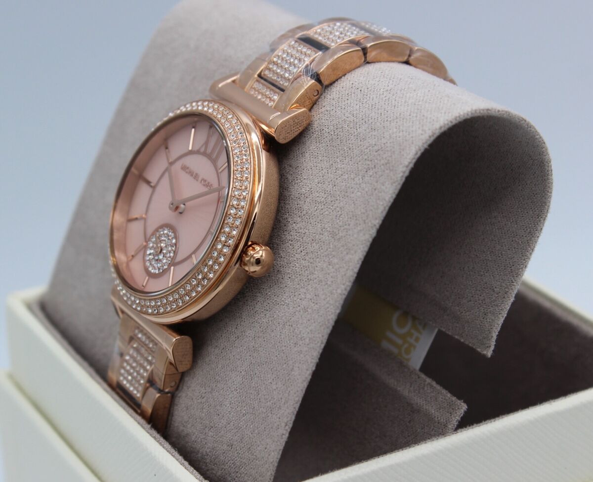  Shop Authentic Michael Kors Abbey Three-Hand Analog Crystals Rose Gold Dial Rose Gold Steel Strap Watch for Women - MK4617 - Luxxuri